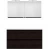 Meuble forme 120 asymétrique gauche 2 tiroirs marbre de synthèse +armoire de toilette coloris chêne graphite