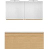 Meuble forme 120 asymétrique gauche 1 tiroir marbre de synthèse +armoire de toilette coloris chêne nordique