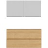 Meuble Alano 120cm duo 2 tiroirs marbre de synthèse +armoire de toilette coloris blanc