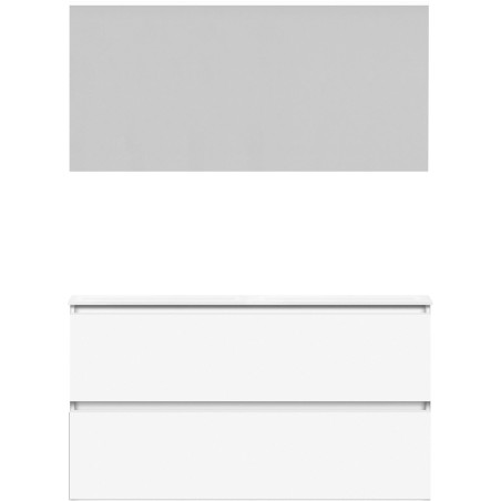 Meuble alano 120cm duo 2 tiroirs porcelaine blanc mat + miroir coloris blanc