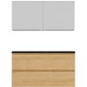 Meuble alano 120cm duo 2 tiroirs porcelaine coloris chêne nordic mat + armoire de toilette coloris chêne nordic