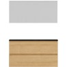 Meuble alano 120cm duo 2 tiroirs porcelaine coloris chêne nordic mat + miroir coloris chêne nordic