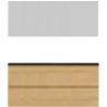 Meuble alano 120cm duo 2 tiroirs porcelaine coloris chêne nordic mat + miroir coloris chêne nordic