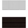 Meuble Alano 140cm duo 2 tiroirs marbre de synthèse +armoire de toilette coloris chêne graphite