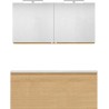 Meuble forme 120 asymétrique droite 1 tiroir marbre de synthèse +armoire de toilette coloris chêne nordique