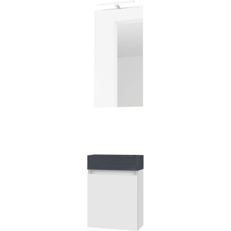 Lave-mains FORM MINI stone/ 1 porte/miroir /lumière LED coloris poudre blanc