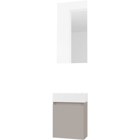 Lave-mains FORM MINI porcelaine/ 1 porte/miroir coloris poudre gris