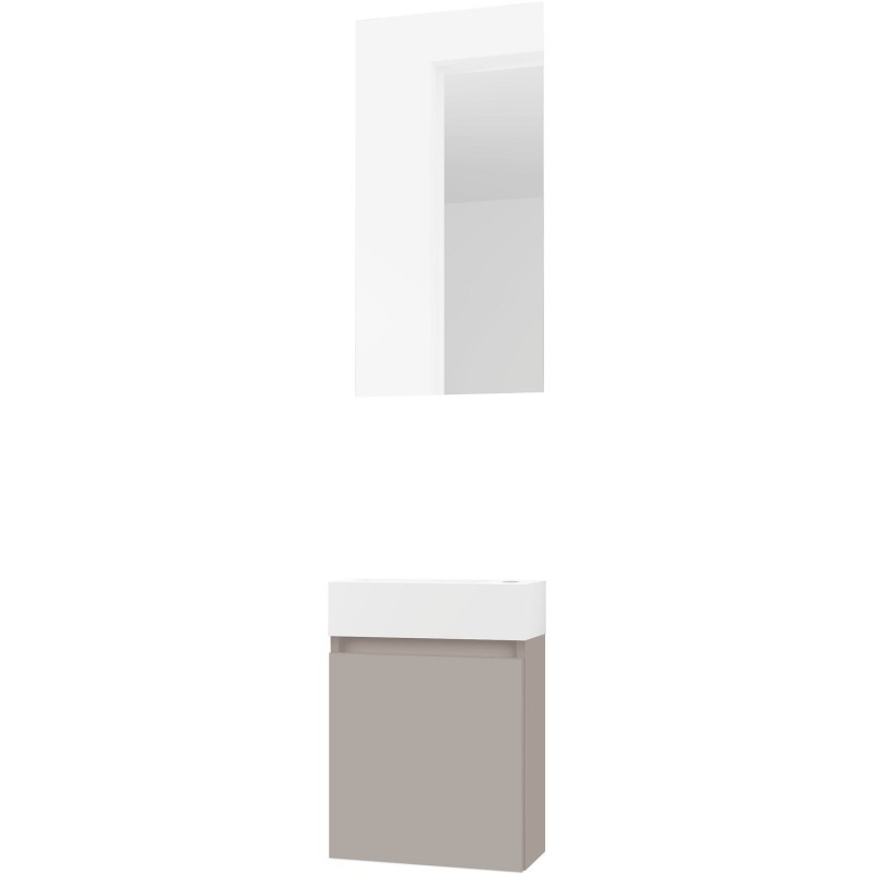 Lave-mains FORM MINI marbre de synthèse/ 1 porte/miroir coloris poudre gris