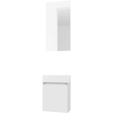 Lave-mains FORM MINI marbre de synthèse/ 1 porte/miroir coloris poudre blanc