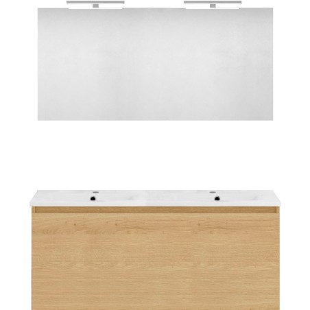 Meuble forme 120 duo 1 tiroir porcelaine +miroir coloris chêne nordique