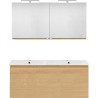Meuble forme 120 duo 1 tiroir porcelaine +armoire de toilette coloris chêne nordique