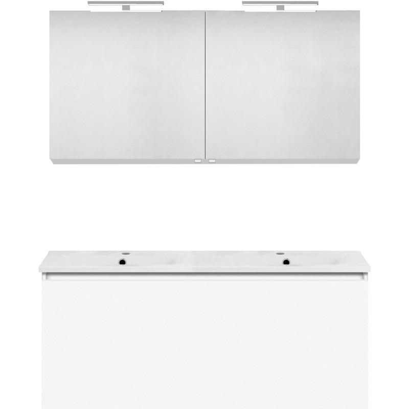 Meuble forme 120 duo 1 tiroir porcelaine +armoire de toilette coloris blanc