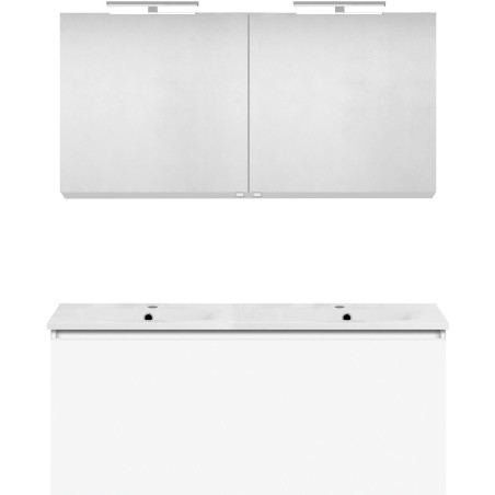 Meuble forme 120 duo 1 tiroir porcelaine +armoire de toilette coloris blanc