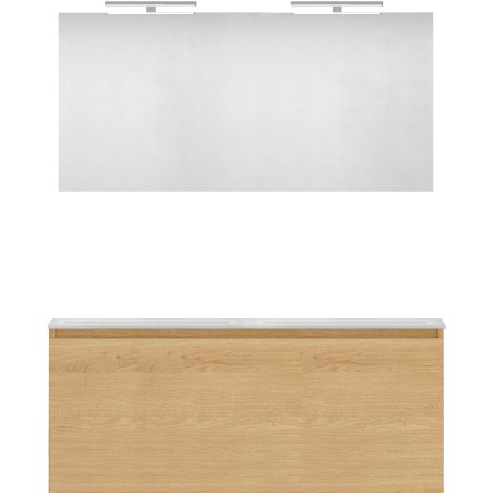 Meuble forme 120 duo 1 tiroir marbre de synthèse +amiroir coloris chêne nordique