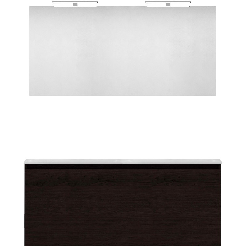 Meuble forme 120 duo 1 tiroir marbre de synthèse +amiroir coloris chêne graphite