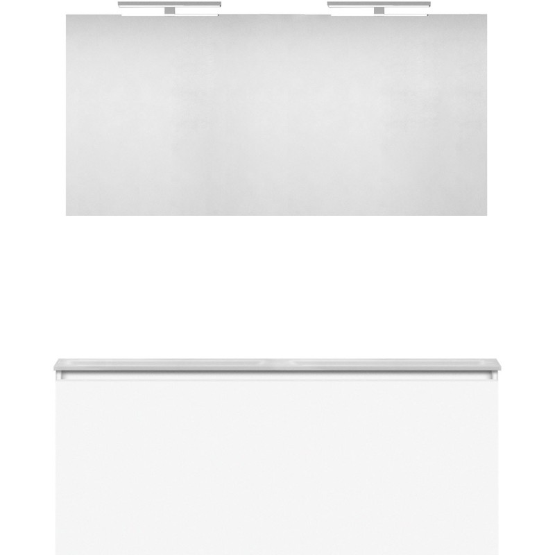 Meuble forme 120 duo 1 tiroir marbre de synthèse +amiroir coloris blanc