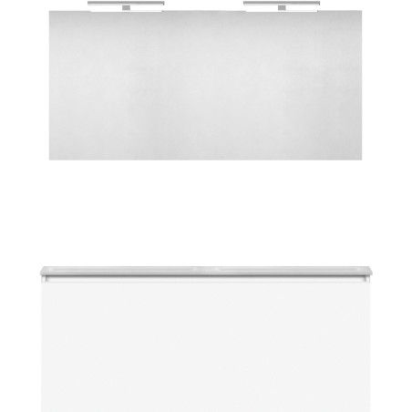 Meuble forme 120 duo 1 tiroir marbre de synthèse +amiroir coloris blanc