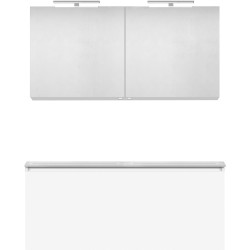 Meuble forme 120 duo 1 tiroir marbre de synthèse +armoire de toilette coloris blanc