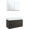 Meuble 2 tiroirs pour tablettete puro 2 lavabos Tenso 120cm coloris wenge avec armoire toilette