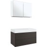 Meuble 2 tiroirs pour tablettete puro lavabo central Tenso 90cm coloris wenge avec armoire toilette