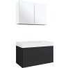 Meuble 2 tiroirs pour tablettete puro lavabo central Tenso 90cm coloris gris avec armoire toilette