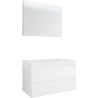 Meuble 2 tiroirs pour tablettete puro lavabo central Tenso 90cm coloris blanc avec miroir