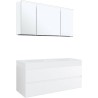 Meuble 2 tiroirs pour tablettete puro 2 lavabos Tenso 140cm coloris blanc avec armoire toilette