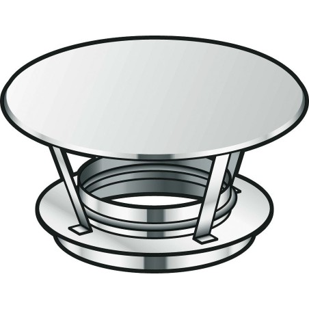 Poujoulat chapeau pare-pluie therm-inox double paroi 130mm modele simple