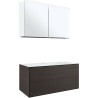 Meuble 2 tiroirs+ lavabo sous encastrer central Tenso 120cm +trou robinet wedge avec armoire toilette