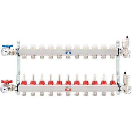 Kit collecteurs inox complet chauffage sol D-Floor 11 circuits 3/4" eurocone