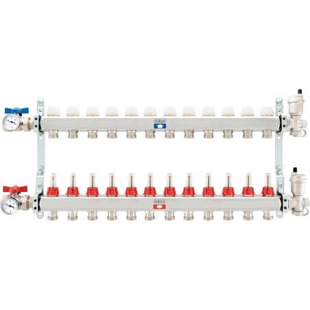 Kit collecteurs inox complet chauffage sol D-Floor 12 circuits 3/4" eurocone