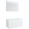 Meuble 2 tiroirs+ lavabo sous encastrer central Tenso 90cm +trou robinet coloris blanc avec miroir