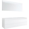 Meuble 4 tiroirs pour tablette Puro 2 lavabo Tenso 180cm coloris blanc avec miroir