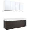 Meuble 4 tiroirs pour tablette Puro 2 lavabo Tenso 160cm coloris wenge avec armoire toilette