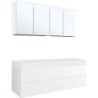 Meuble 4 tiroirs pour tablette Puro 2 lavabo Tenso 160cm coloris blanc avec armoire toilette