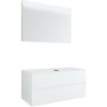 Meuble 2 tiroirs+ tablettete pour lavabo à poser central tenso 120cm Tenso +trou robinet coloris blanc avec miroir