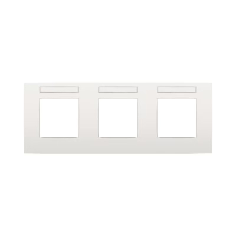 Niko Plaque de recouvrement (71mm) triple horizontal, porte-étiquette transp., blanc