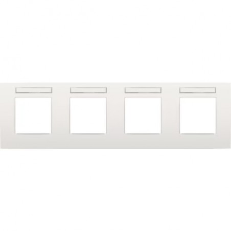 Niko Plaque de recouvrement (71mm) quadruple horizontal, porte-étiquette transp,blanc