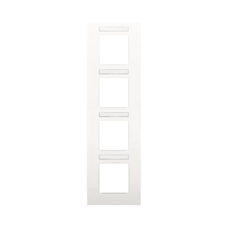Niko Plaque de recouvrement (71mm) quadruple vertical, porte-étiquette transp., blanc