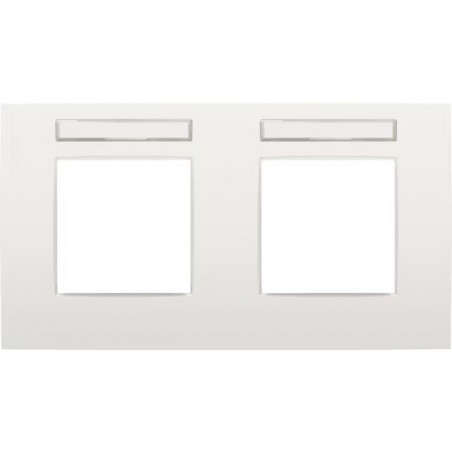 Niko Plaque de recouvrement (71mm) double horizontal, porte-étiquette transp., blanc