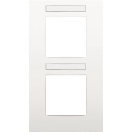 Niko Plaque de recouvrement (71mm) double vertical, porte-étiquette transp., blanc