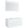 Meuble 2 tiroirs+ tablette pour lavabo à poser gauche Tenso 120cm Tenso +trou robinet coloris blanc avec miroir