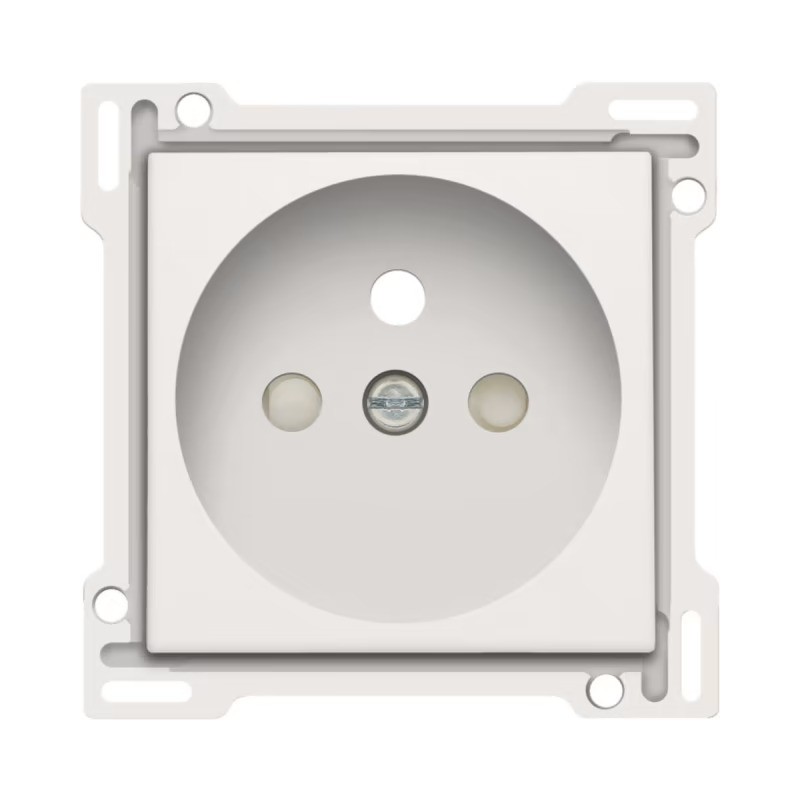 Niko Enjoliveur simple pour prise de courant 2P+A (broche) + sécurité, blanc steel