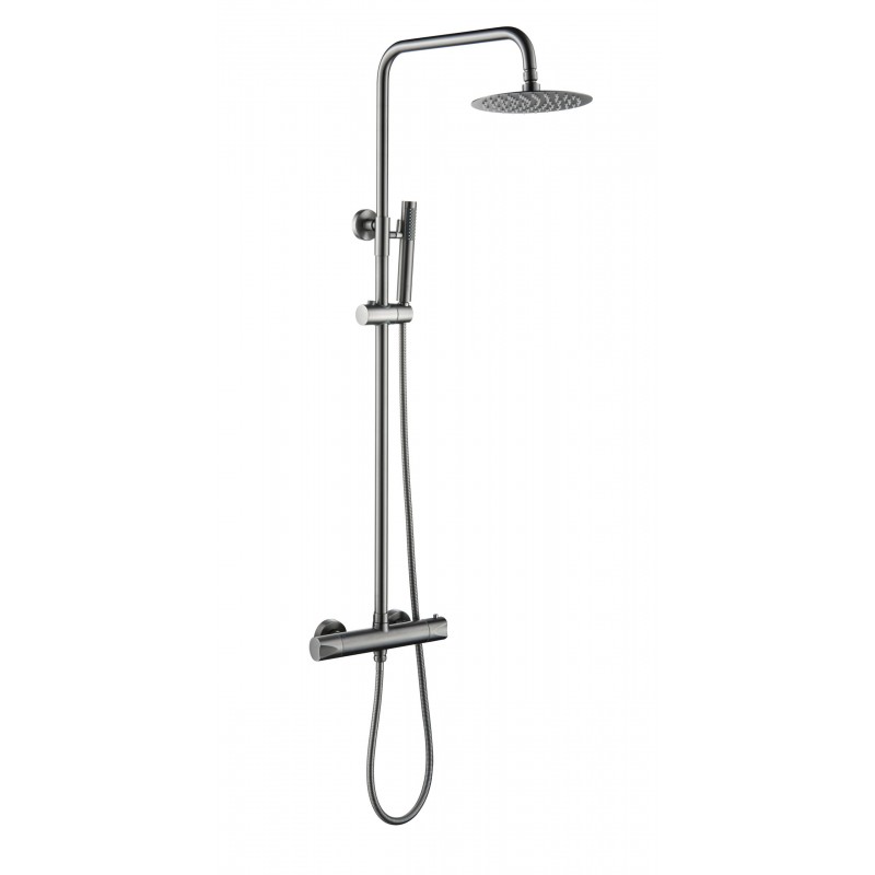 Creavit colonne de douche thermostatique optima rond gris metal