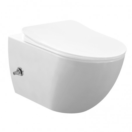 Creavit wc suspendu design avec douchette en acier inoxydable rimoff plus robinet d'eau froide intégré