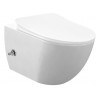 Creavit wc suspendue design blanche avec buse en acier inoxydable rimoff plus robinet d'eau chaude/froide intégré