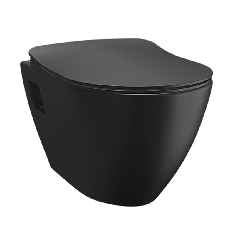 Creavit wc suspendu design avec douchette en acier inoxydable , noir mat