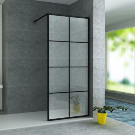 Aloni cabine de douche walk-in grille noir mat 900x2000x8mm