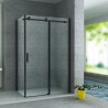 Aloni porte coulissante noir mat + paroi latérale 8mm 80x120x195cm