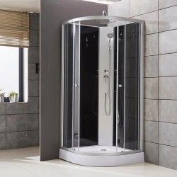 Aloni cabine de douche 80x80cm quart de rond avec jets + douche pluie 4mm verre de sécurité